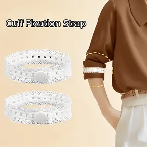 2 Pack Shirt Sleeve Garters Adjustable Arm Cuff Holders Elastic Sleeve Keeper Bands Retainer Straps Stretchable Roll-Up Sleeve Tightener For Men Women Dress Shirts Pants Clothing Accessories