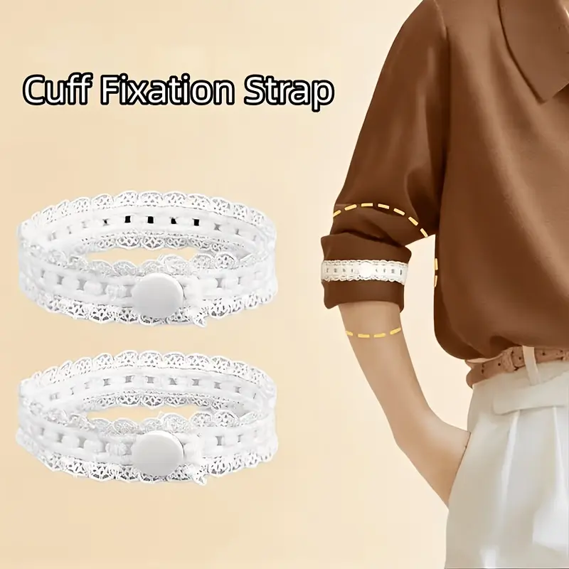 Sleeve Garters for Women - 2 Pack Adjustable Ladies Sleeve Holder Armband, Elastic Rolled Up Blouse Sleeve Retainer Cuff Band, Vintage Chic Fashion Accessories for Dress Shirt Pants, Women's Roll Up Sleeve Keeper Clips