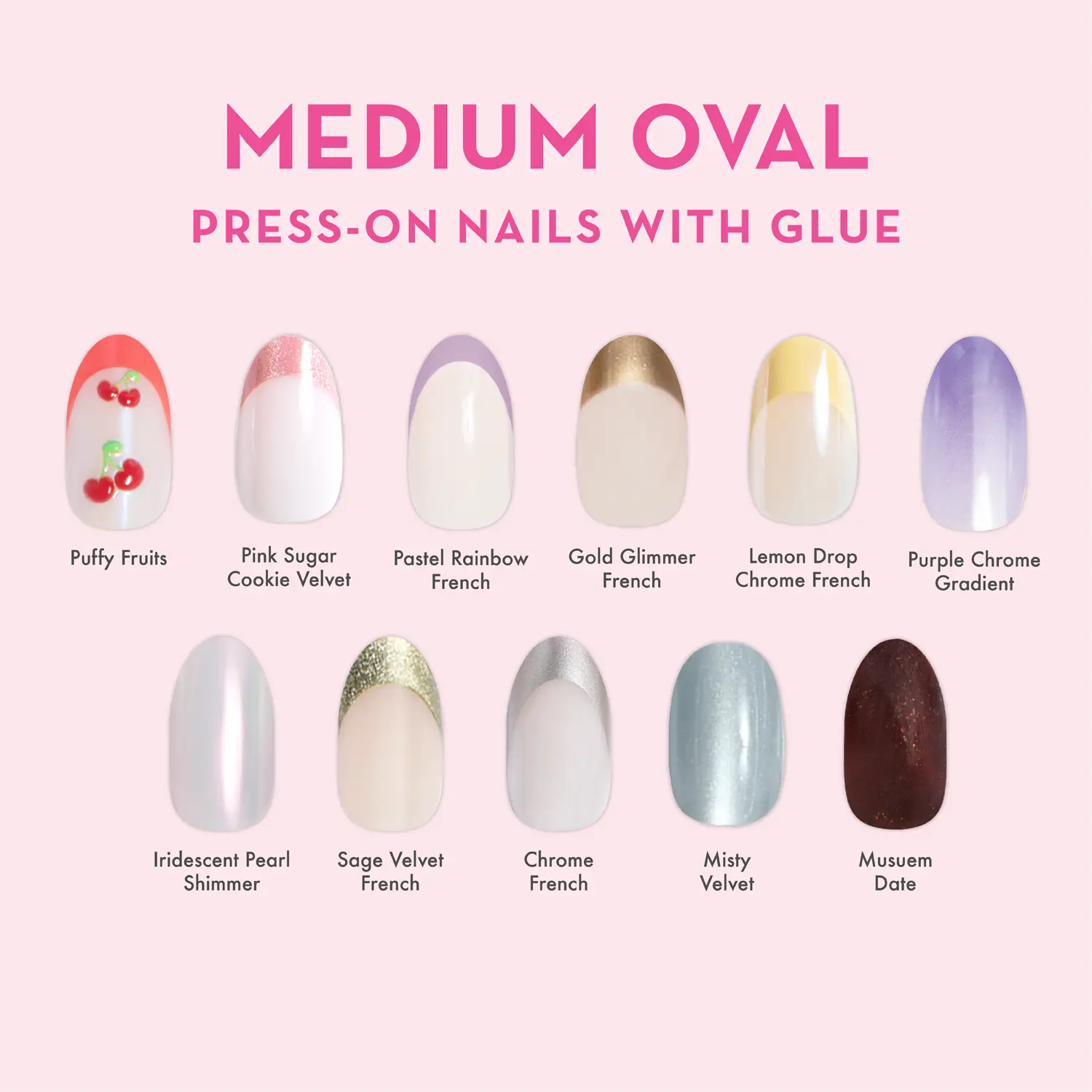 Medium Oval Press-On Nails with Glue