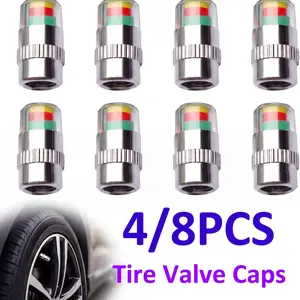 4PCS Accurate Car Tire Pressure Monitoring Kit Tyre Pressure Tester - Durable Copper Valve Caps with High-Precision Gauge and Advanced Warning System for Safe Driving Experience