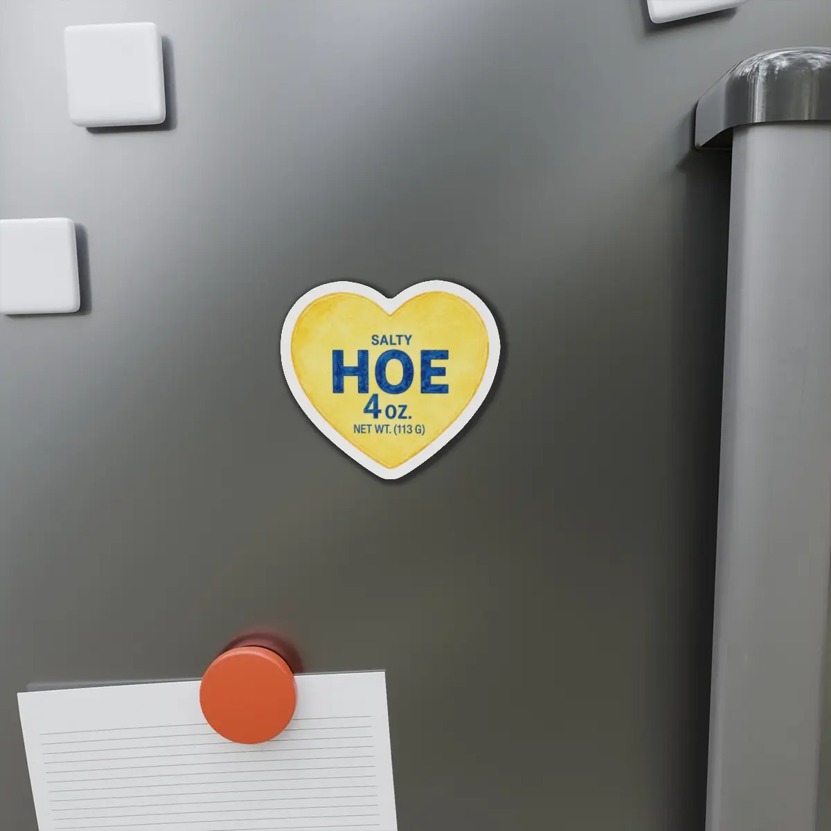 Salty Hoe 4 oz Heart Magnet | Food Pun Refrigerator Magnet