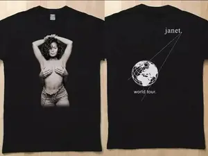 1993 Janet Jackson World Tour Topless Tshirt for Daily Wear