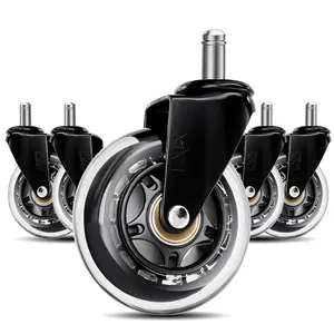 Office ChairWheels - Replace Smooth and Durable Rubber Universal Wheels Heavy Duty Wheels - Suitable for Hardwood Flooring and Carpet -5- Set