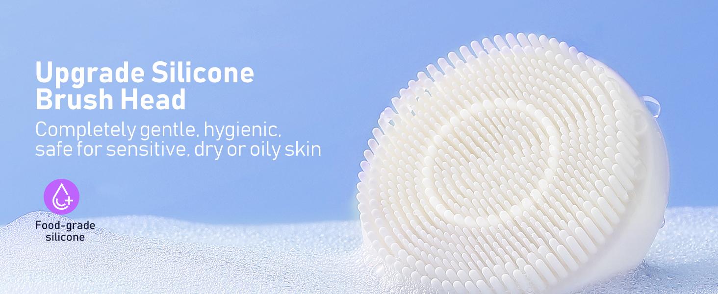 Facial Cleansing Brush, 5-in-1 Electric Silicone Face Scrubber, Sonic Rotating Exfoliating Massage Device, Gentle Deep Pore Cleansing & Anti-Aging, IPX7 Waterproof Spa Machine, 3 Speed USB Rechargeable Travel Skin Care Tool, Soft Silicone Bristles