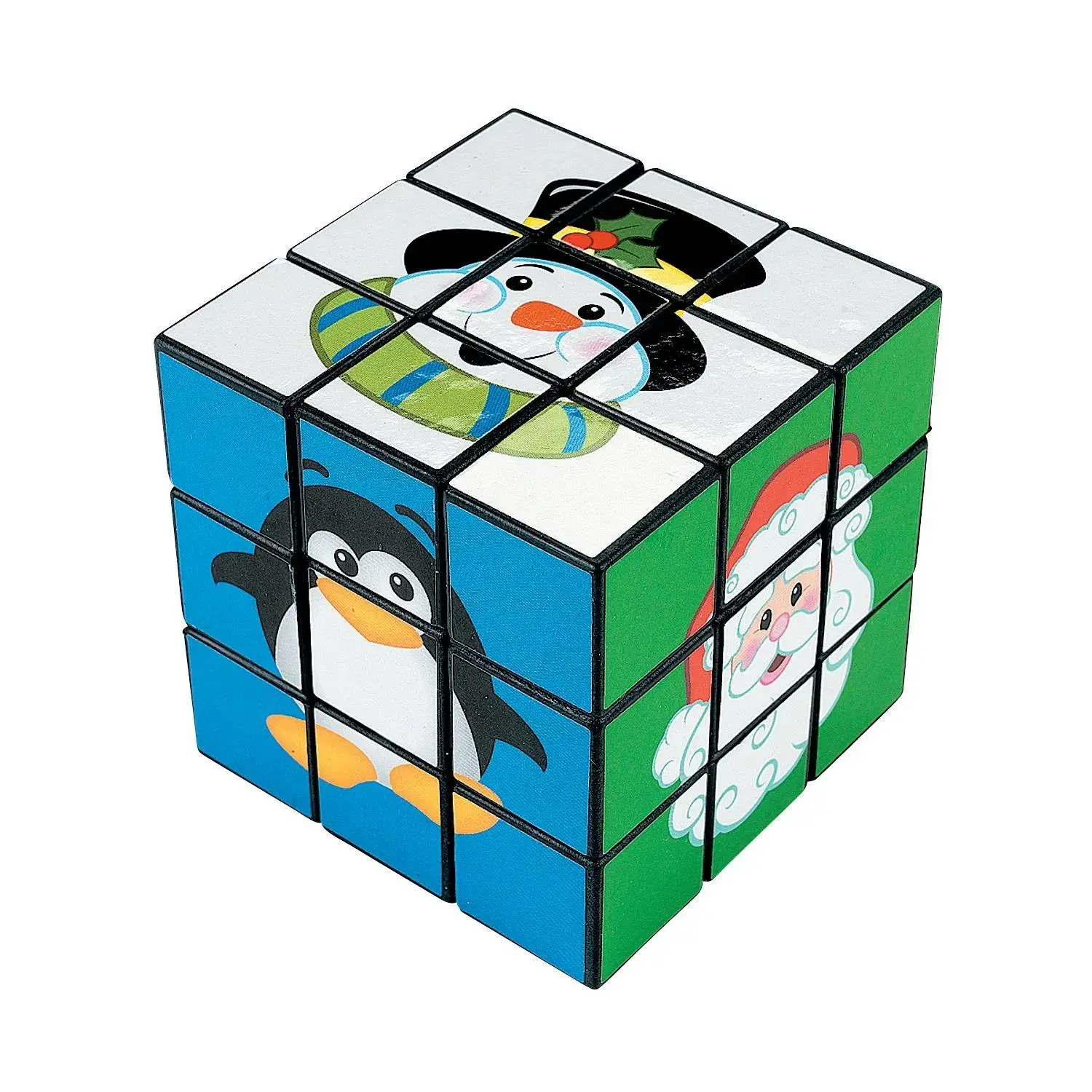 2 3/4" Christmas Friends Plastic Magic Cube Puzzles - 12 Pc.