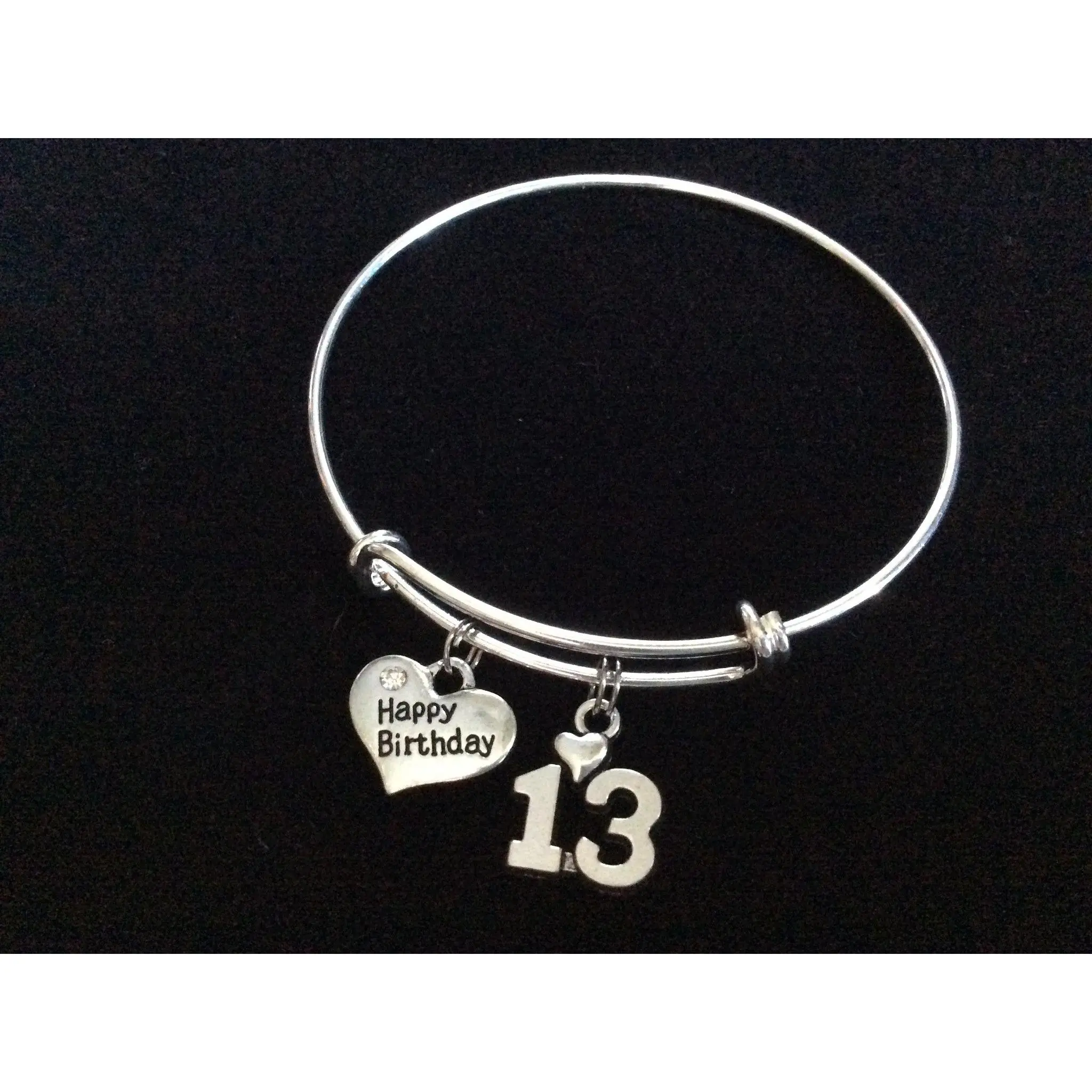Teenager Happy Birthday 13th Expandable Charm Bracelet Adjustable Bangle Trendy Gift (Other Numbers Available)