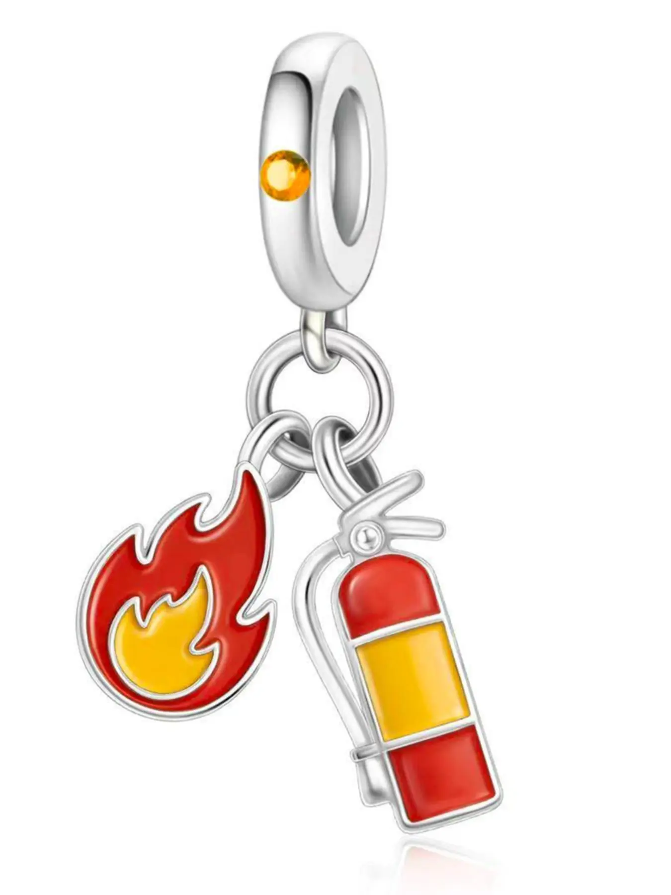 Silver Color Copper Firefighter Charm Pendant, Fire Theme, Cute Daily Wear Accessory, Perfect Gift for Fire Enthusiasts, All-Season Fashion Jewelry, Aesthetic Jewelry