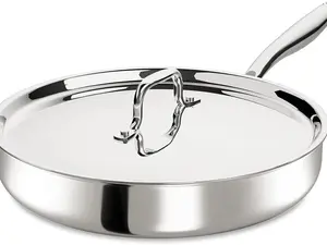 12 Inch Tri-Ply Stainless Steel Frying Pan, Frying Pan with Lid, PFOA/PTFE Free Skillet, Induction Cooking Pans, Dishwasher & Oven Broiler Safe 600F, Professional Cookware, Heavy Duty & Even Heat