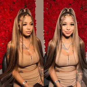 Dachic P4/27 Highlight Color 13X6 HD Transparent Lace Front Straight Wigs Human Hair 99J Burgundy Color 613 Color Wigs Pre Plucked With Baby Hair