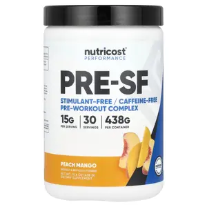 Nutricost Performance, Pre-SF, Stimulant-Free Pre-Workout Complex, Peach Mango, 15.6 oz (438 g)