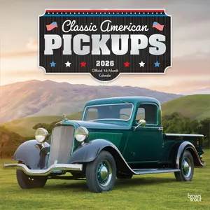 Classic American Pickups OFFICIAL | 2026 12 x 24 Inch (Hanging) Monthly Square Wall Calendar | Foil Stamped Cover | Plastic-Free | BrownTrout | Chevrolet Motor Truck Ford GMC