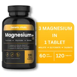 Genetic Vitals Triple Magnesium Complex 300mg - Magnesium Glycinate, Taurate & Magnesium Malate for Calm Sleep, Muscle Energy & Heart Health - 120 Capsules