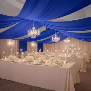 Royal Blue 4-Way Stretch Spandex Event Curtain Drapes, Wrinkle-Free Backdrop Panel with Rod Pockets - 5ft x 20ft
