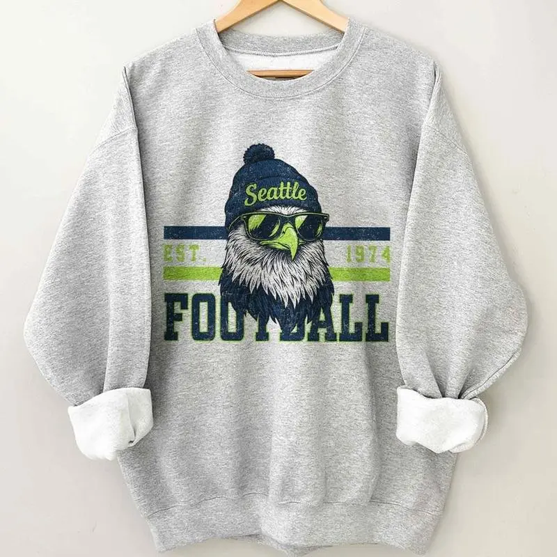 Seattle Football Vintage Shirt, Seahawk Sports Fan Apparel, Trendy Game Day Gift Unisex Football Sweatshirt, American Football, Sunday Football Sweatshirt, Christmas Gifts