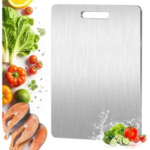 Titanium Coated Stainless Steel Cutting Board 316 Food Grade Double Sided Portable Kitchen Chopping Board for Fruit And Meat