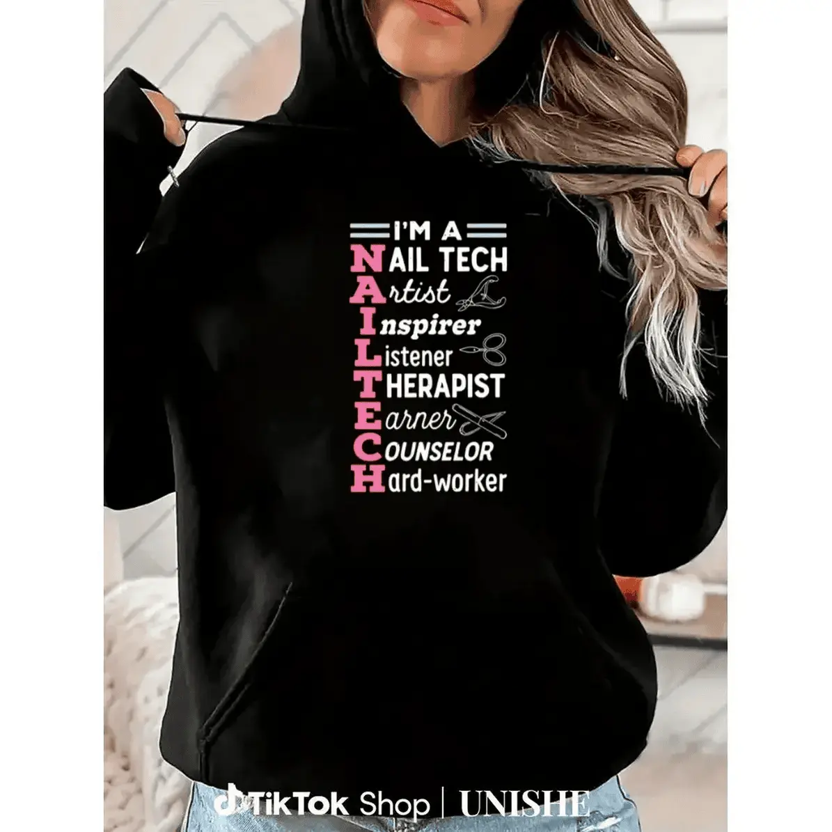 I'm A Nail Tech Hoodie – Comfortable Long Sleeve Casual Wear For Manicurists Hoodied Relaxed Fit Cotton Hoodie Hoodied Lightweight Cotton