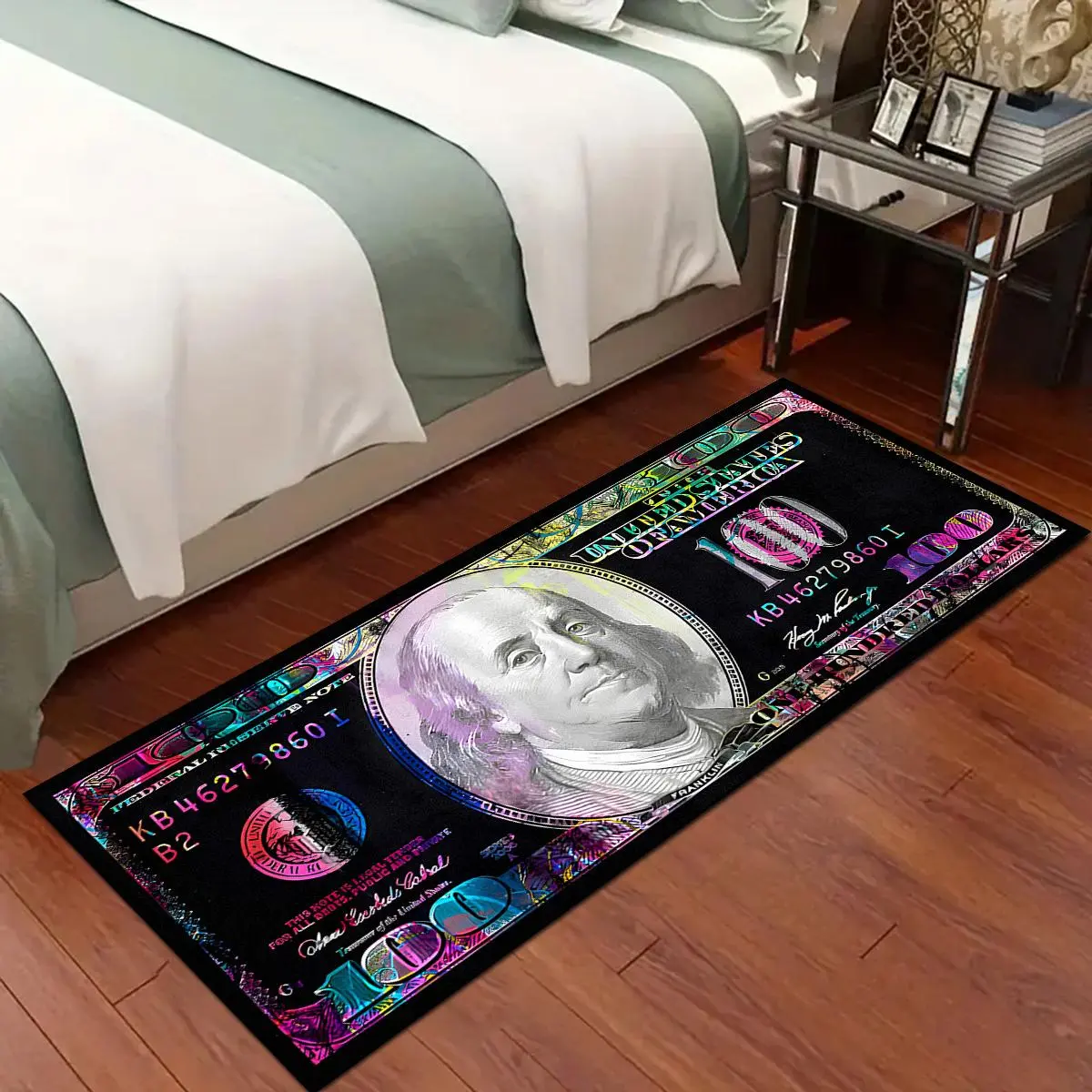 Dollar Banknote Pattern Washable Carpet, Machine Washable Rugs, 1 Count Non-slip Soft Floor Mat, Decorative Rugs for Home Living Room Bedroom Study Room, Vintage Boho Rug, Boho Graphic Rug, Vintage Printed Rug