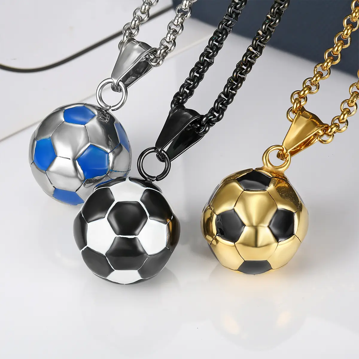 Football Charm Necklace for Men & Women, Minimalist Stainless Steel Trendy Sports Fan Jewelry Accessory, Minimalist Necklaces, Trendy Necklace
