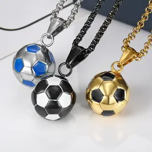 Simple and Creative Sports Enthusiasts Football Pendant Stainless Steel Necklace Jewelry