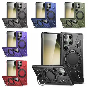 Defender MagSafe Magnetic Case Cover For Samsung Galaxy S24 / S24+P / S24 Ultra / Rugged Shockproof Protection Ring Stand Kickstand Protector Protective