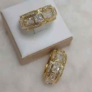 # 0102 Oro Laminado 14k Adiamantados Anillos de Lujo con Diamantes Brillantes para Mujer