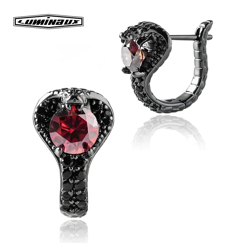 [LUMI15] Real Synthetic Moissanite S925 Sterling Silver King Cobra Earring w/ Main Stone