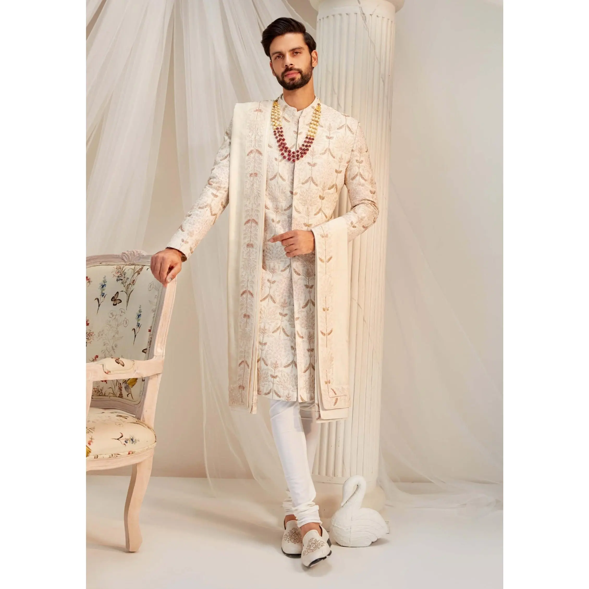 Ivory resham sherwani set Ivory resham sherwani set