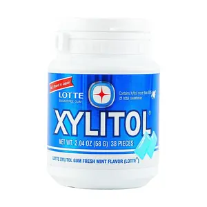 LOTTE Korea Xylitol Gum Fresh Mint Flavor 2.04 oz - Sugar-Free Chewing Gum for Fresh Breath