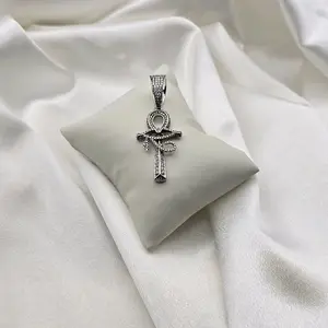 Sterling Silver 925 Moissanite Ankh with The Eye of Horus