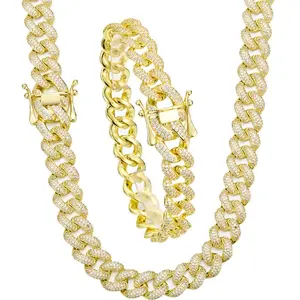 LUXE HIP GEM 14k Gold Finish 12mm Fully Iced Out Cuban Link Chain| Blinged Out Diamond Choker| Luxury Hip Hop Necklace|Shiny Iced Out Miami Cuban Chain| Perfect for Rapper Style