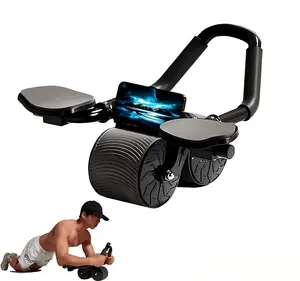 Abdominal wheel for core muscle training, home-use anti-slip abdominal exercise wheel with automatic rebound dual-wheel design, with elbow pads, anti-slip home core training tool abs workout machine