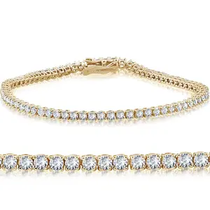 4 Carat TW Round Cut Lab Grown Diamond Tennis Bracelet 14k Yellow Gold Lab Grown