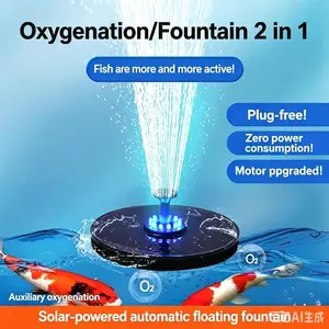 Solar Fountain with Energy Storage Light, Fish Pond Oxygenator, Automatic Circulation Water Pump for Garden, Swimming Pool, Courtyard, Outdoor Rockery