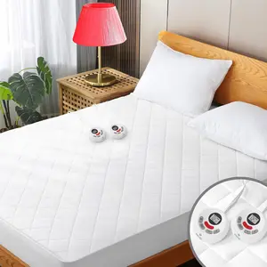 Heated Mattress Pad Queen Size Quilted Zone Heating Electric Bed Warmer Luxury Comfort Mattress Pad Cover Dual Controller 10 Heat Setting 1-12 Hours Auto Shut Off with 8-21 Inch Deep Pocket