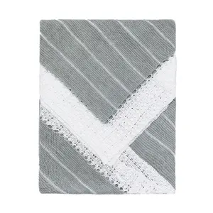 Newborn Baby Knit Blanket, Striped (Gray)