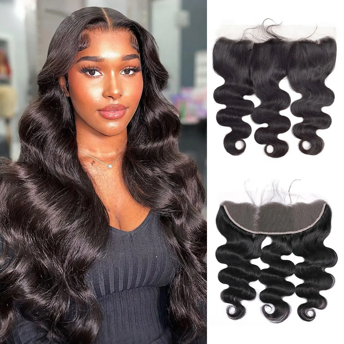 OQ HAIR 13x4 Lace Frontal Closure Body Wave Ear to Ear Lace Frontal Pre Plucked Free Part Natural Hairline With Baby Hair