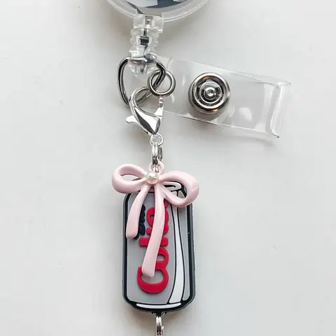 Soda Charm Soda Silicone Soda Cola Lovers Coquette Pink Bow DC BADGE REEL NOT INCLUDED