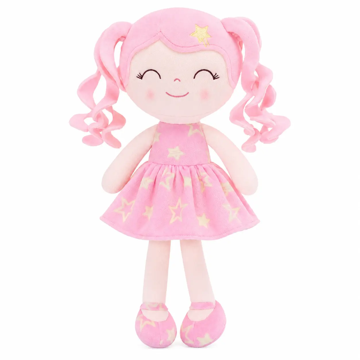 Gloveleya Premium Plush Doll for Girls, Soft Baby Girl Dolls with Curly Hair in Star Dress, Cute Stuffed Cuddle Doll Toy, Perfect Birthday & Holiday Gift for Toddlers Ages 0-6, Nursery & Preschool Playtime Companion, 12 Inch