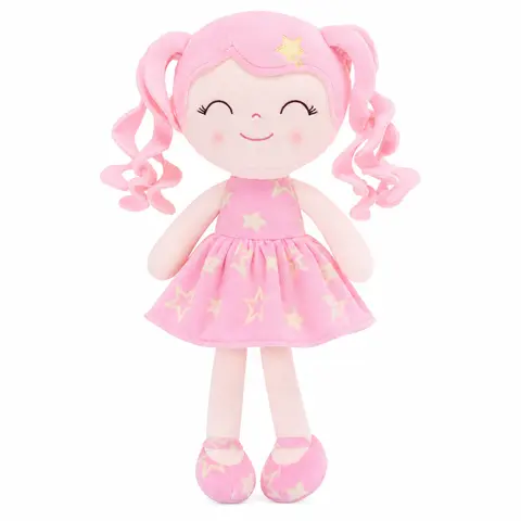 Gloveleya Premium Plush Doll for Girls, Soft Baby Girl Dolls with Curly Hair in Star Dress, Cute Stuffed Cuddle Doll Toy, Perfect Birthday & Holiday Gift for Toddlers Ages 0-6, Nursery & Preschool Playtime Companion, 12 Inch