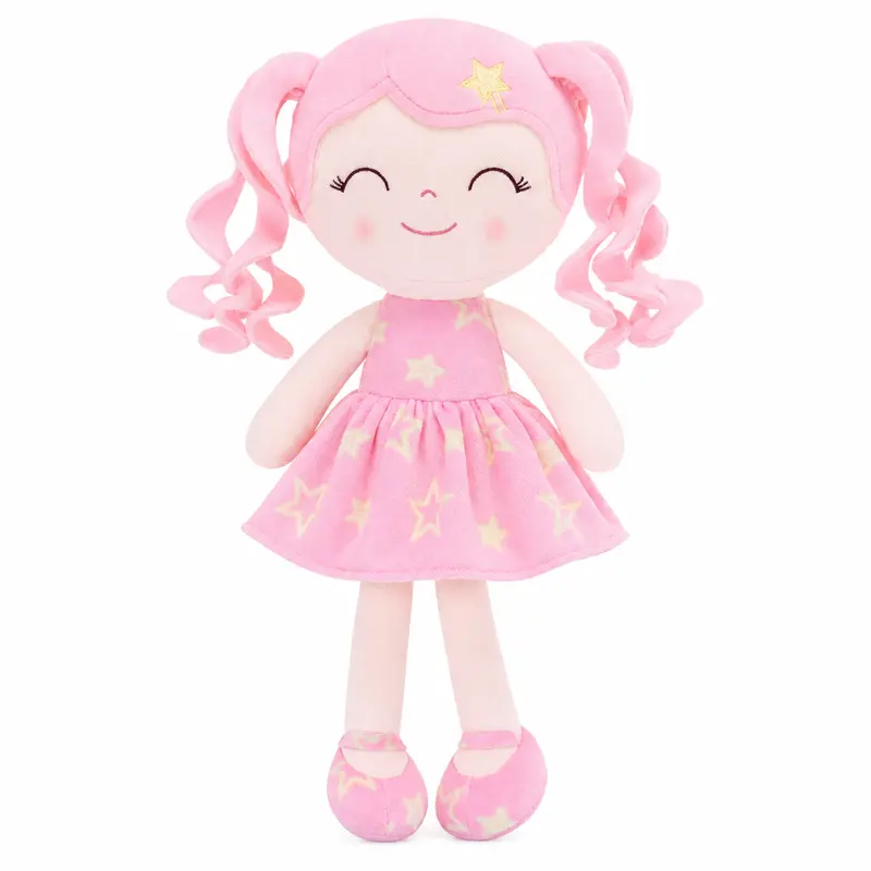 Gloveleya Premium Plush Doll for Girls, Soft Baby Girl Dolls with Curly Hair in Star Dress, Cute Stuffed Cuddle Doll Toy, Perfect Birthday & Holiday Gift for Toddlers Ages 0-6, Nursery & Preschool Playtime Companion, 12 Inch