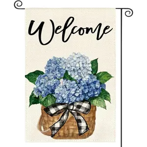 Hydrangea Spring Summer Garden Flag Double Sided, Floral Welcome Yard Outdoor Flag