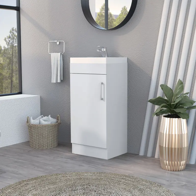 Sleek One-Door Bathroom Vanity with Spacious Storage Compartment Sturdy Engineered Wood for Small Spaces Easy Installation