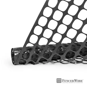 Fencer Wire 4 ft. x 100 ft. Outdoor Snow Fence, Plastic Safety Mesh, Temporary Garden Netting for Poultry, Rabbits, Chicken & Dogs, Opening Mesh Size 1.6" x 1.6" (Black)