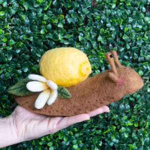 Hand Needle Felted Lemon Snail Sculpture