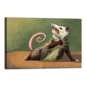 Opossum-themed fun poster canvas wall art, animal-themed decorative painting, quirky wall decor, humorous artwork for animal lovers, and a creative and fun gift idea for the home. holiday opossum tiktok Vintage Smoking Monkey Canvas Poster high-quality pr