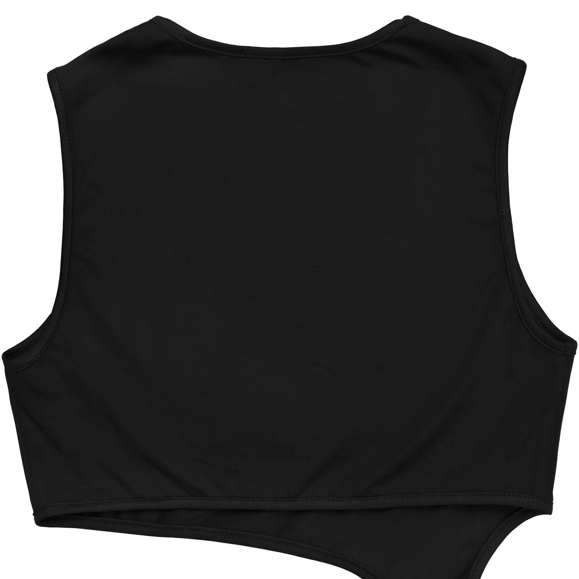 Fashion Women's Sexy Solid Color Sleeveless Crop Open Fork Dress