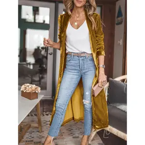 Women's Long Golden Fleece Jacket, Plush Soft Outerwear, Elegant Shimmer Coat, Warm Luxurious Winter Style for Casual & Dressy Occasions