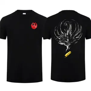 Ruger Bullet Smoking T-Shirt American Firearms Cotton T-Shirt Graphic Tactical Tee Western Fashion Gift For Him For Her