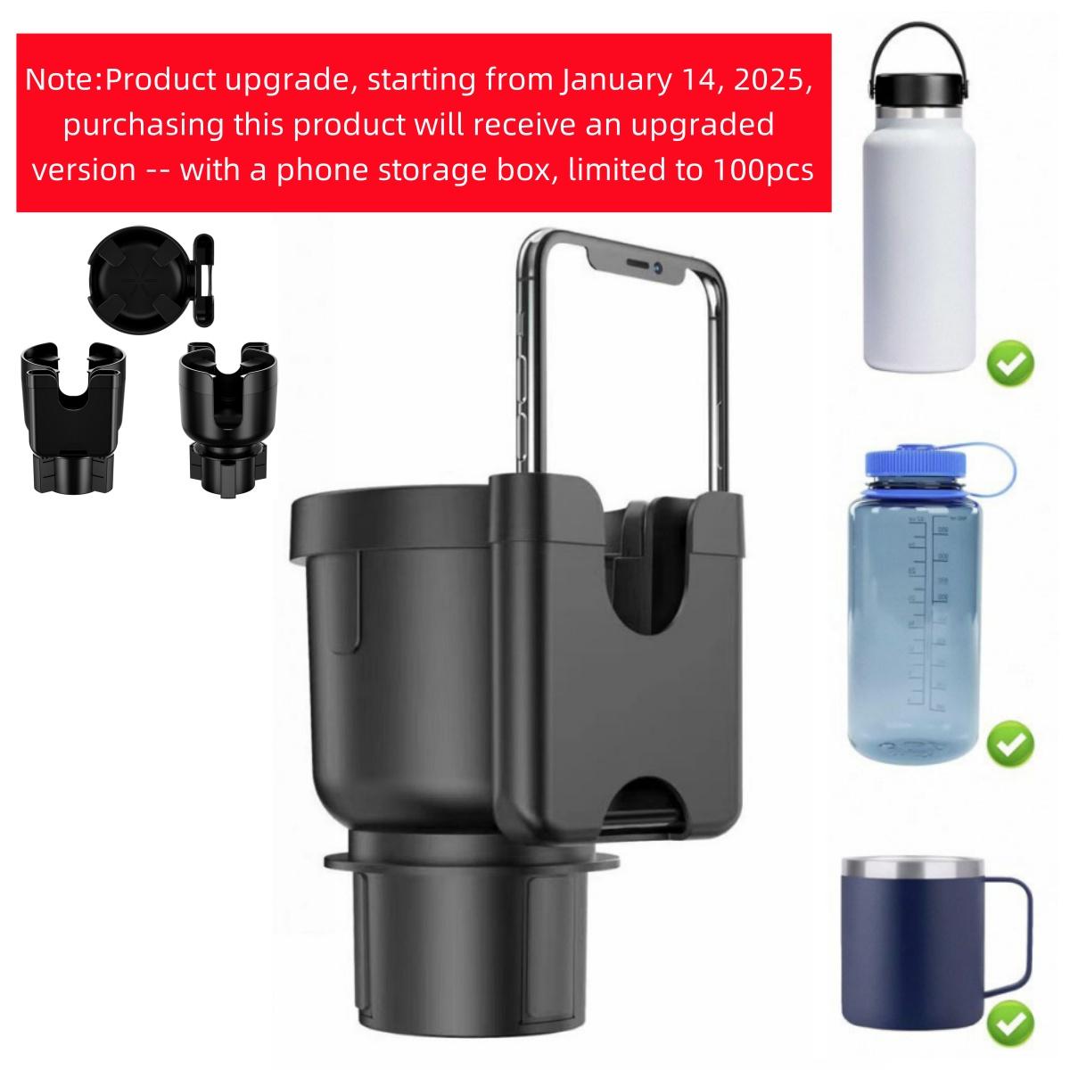 Cup Holder Phone Holder, 2026 Upgraded 3 in 1 Car Cup Holder Expander with Adjustable Base Long Gooseneck 360° Rotation, Cup Phone Holder for Car Fits All Smartphones and Most Bottles