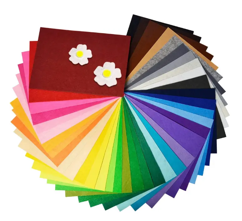 JEKBH Set of 40 felt squares, including sizes 6 x 6 inches, 8 x 12 inches, and 12 x 12 inches; DIY craft felt, 1 mm thick, made of non-woven fabric; suitable for patchwork, school projects, and decorations; 40 assorted colors